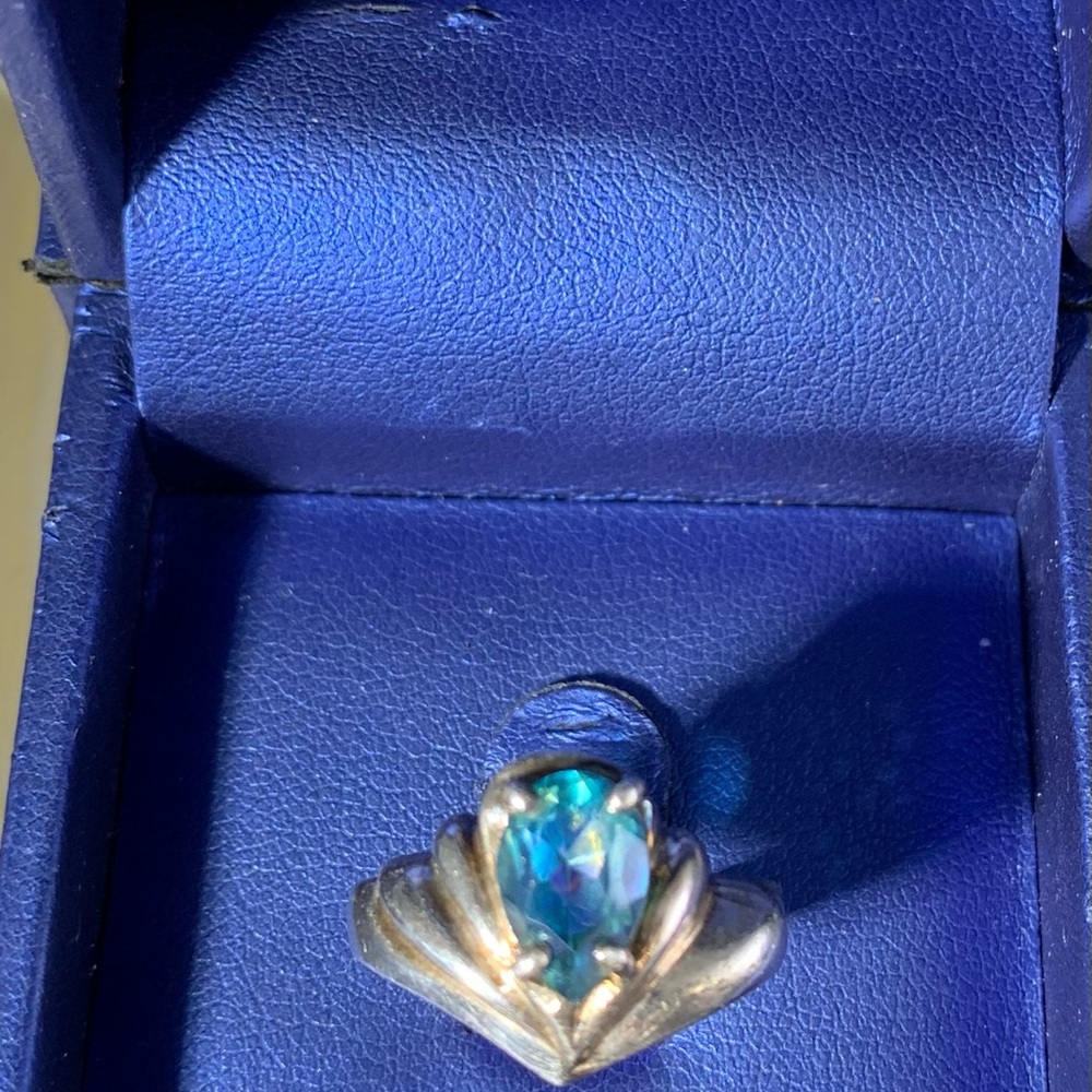 STERLING SILVER AQUAMARINE VINTAGE RING SIZE 5.25 - Picture 4 of 5